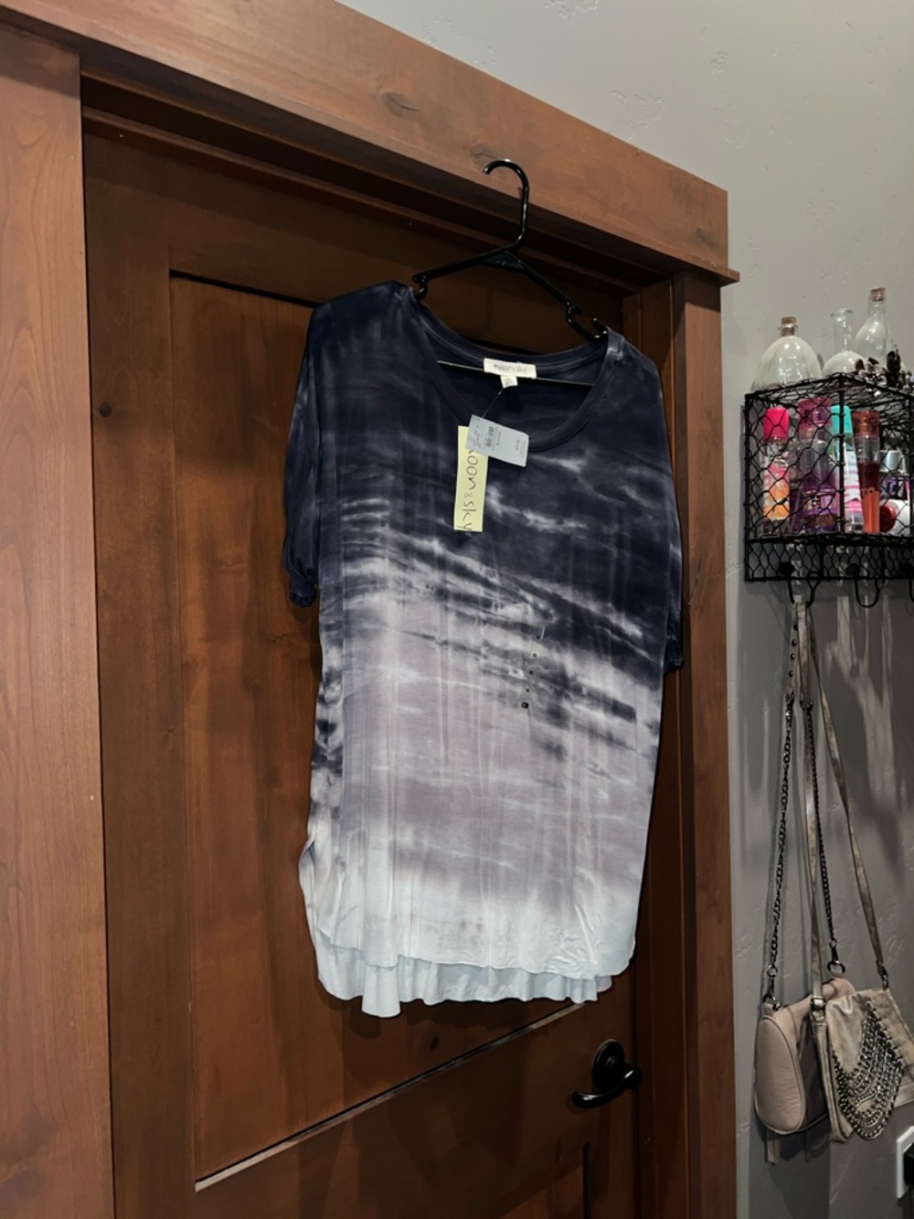Moon & Sky Oversized Tee-Dark Blue/Gray/Light Gray Tie-Dye